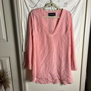 Vanessa Mooney Pink Silk Long Top Large